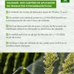 VALIDADE DOS CARTÕES DE APLICADOR DE PRODUCTOS FITOFARMACÊUTICOS